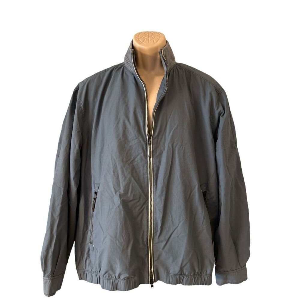 Men's Tommy Bahama Full-Zip Bomber Jacket Golf Windbreaker Lined Blue Size Large